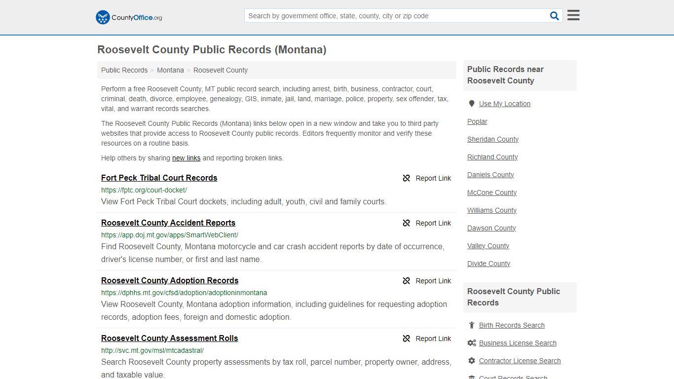 Public Records - Roosevelt County, MT (Business, Criminal, GIS ...